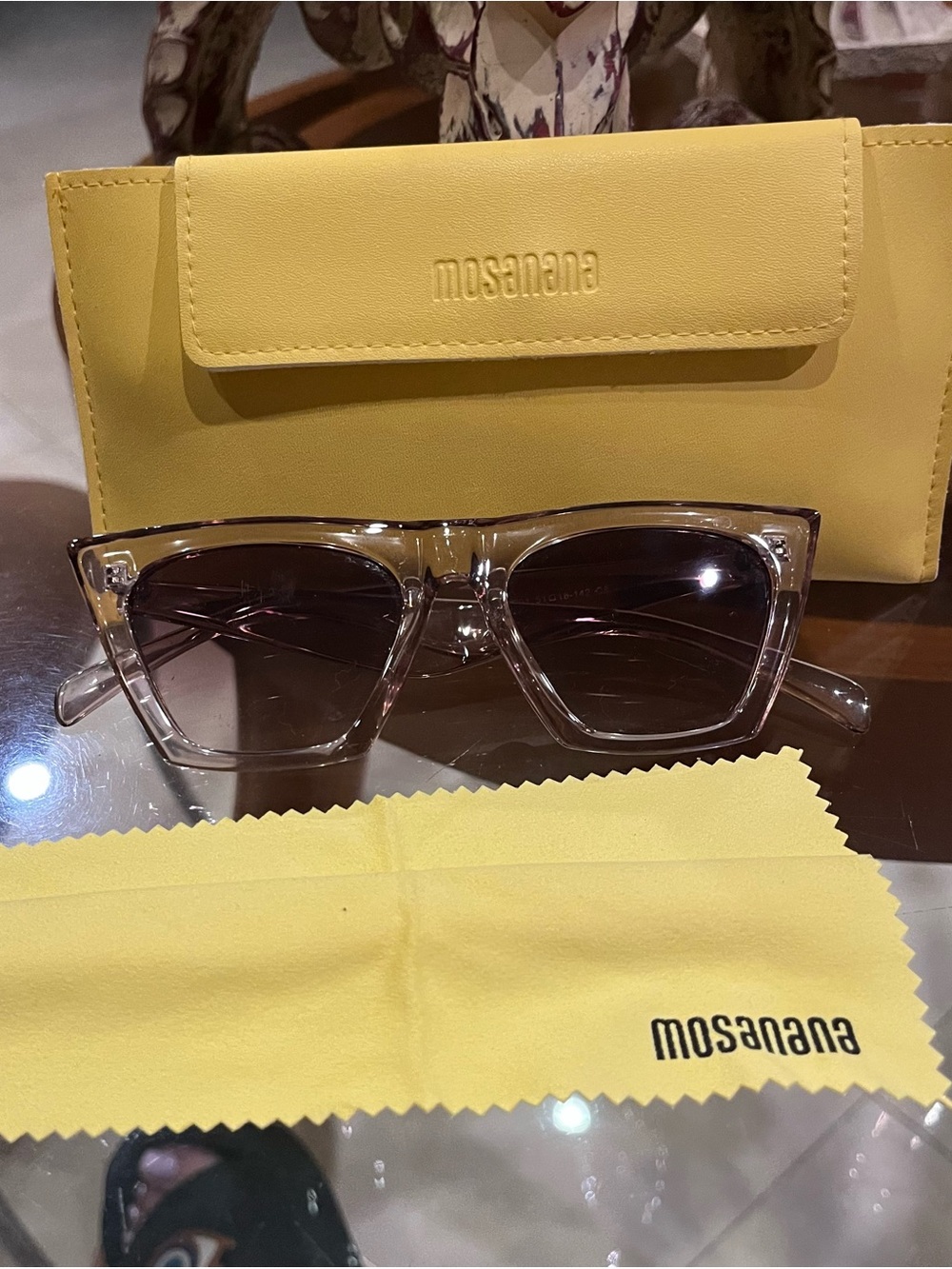 Women's Clear Frame Sunglasses with Brown Lenses